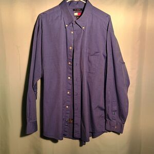 Men’s Blue Long Sleeve Button Down Shirt Casual Dress Work Top Size X Large